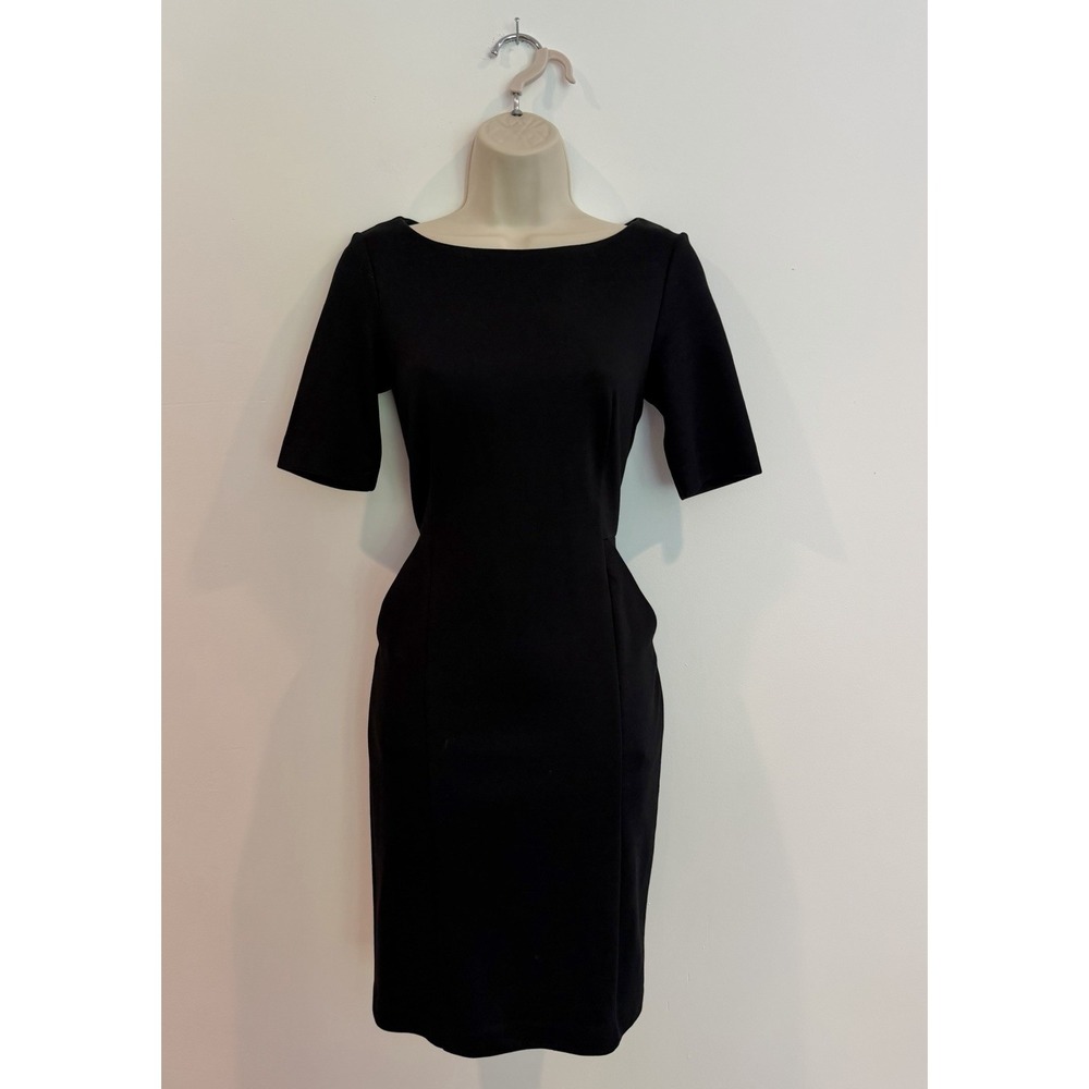 COS Black Pencil Dress XS Jersey Short Sleeve Pocket Workwear Career Semi-Formal